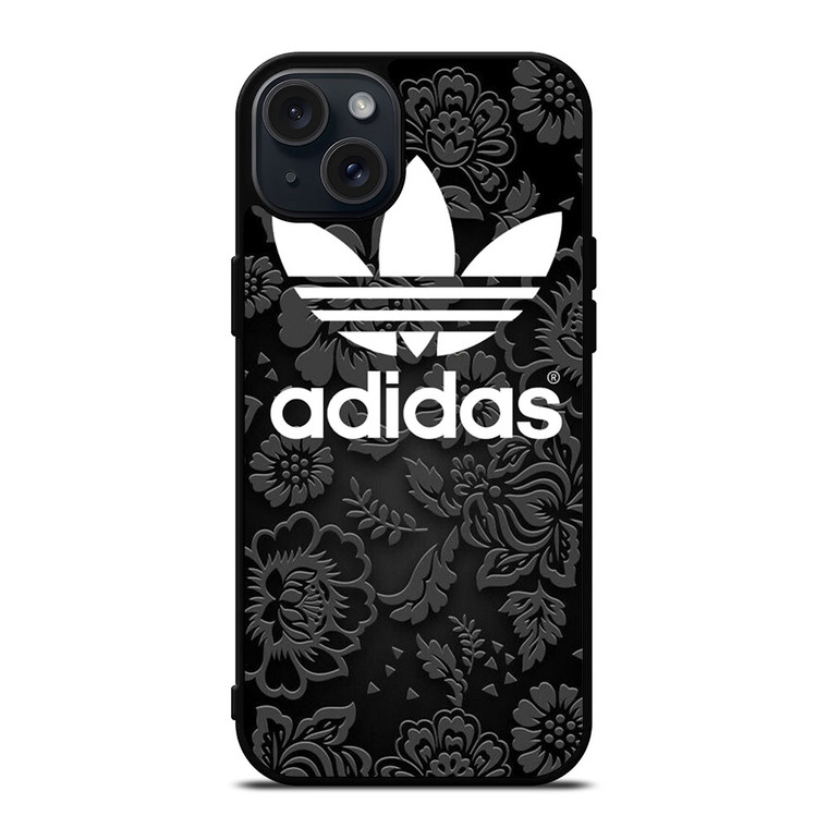 ADIDAS LOGO BLACK FLORAL iPhone 15 Plus Case