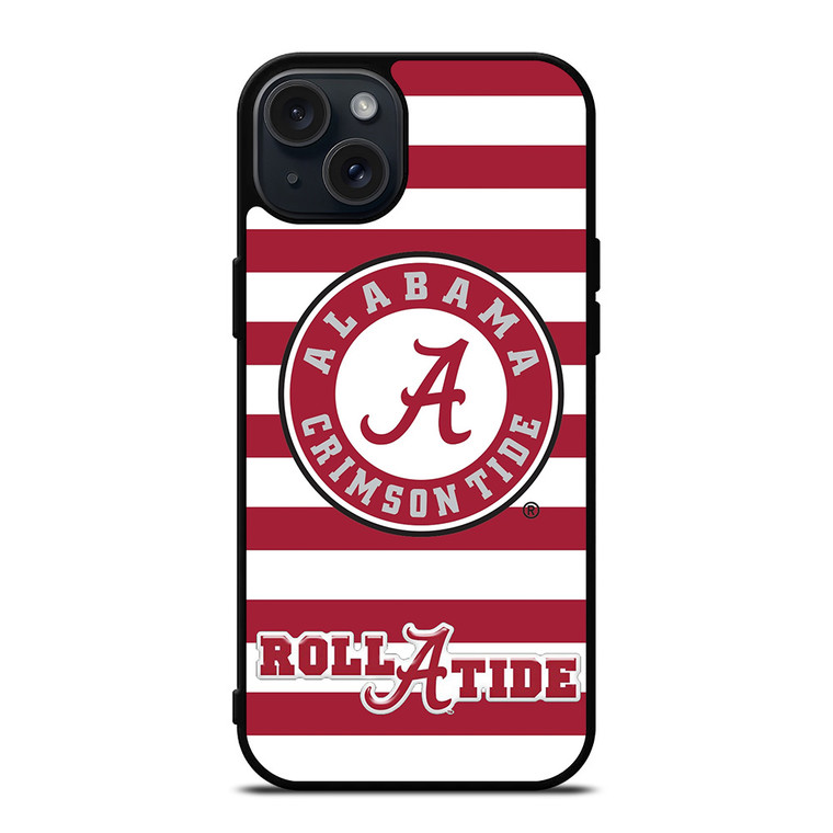 ALABAMA CRIMSON TIDE ROLL A TIDE STRIPE LOGO iPhone 15 Plus Case