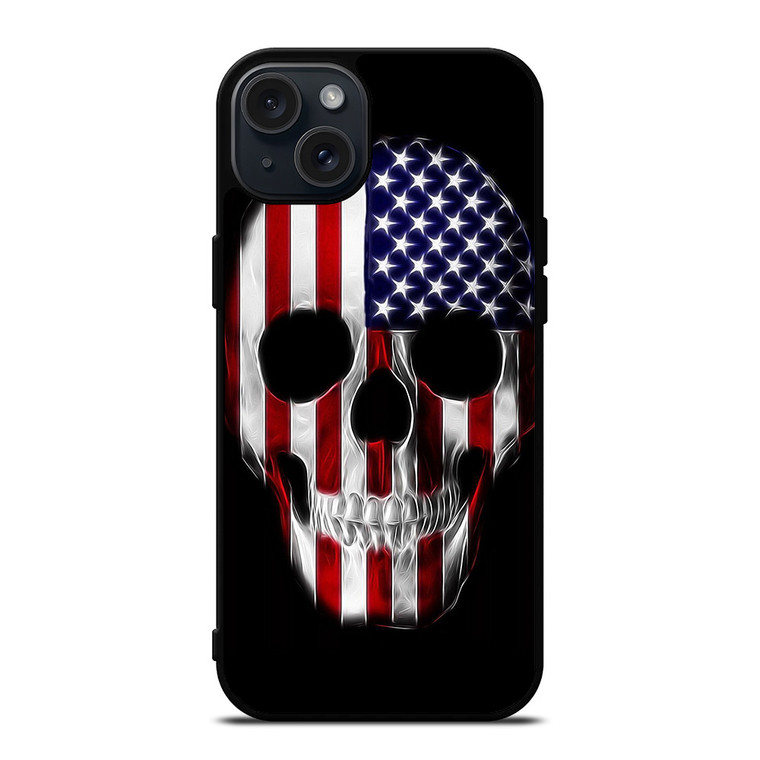 AMERICAN FLAG SKULL METAL iPhone 15 Plus Case