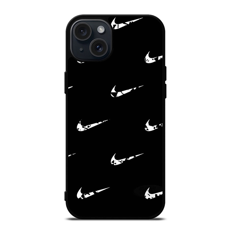 BLACK NIKE LOGO PATTERN iPhone 15 Plus Case
