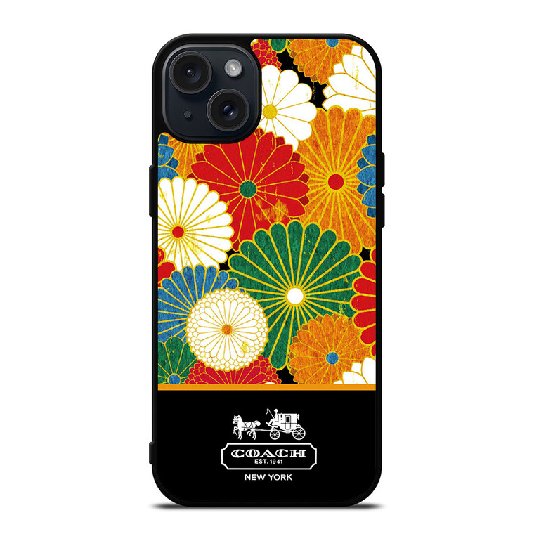 COACH NEW YORK COLORFUL FLORAL LOGO iPhone 15 Plus Case