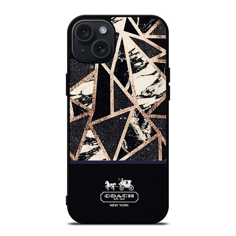 COACH NEW YORK GOLD BLACK TEXTURE iPhone 15 Plus Case