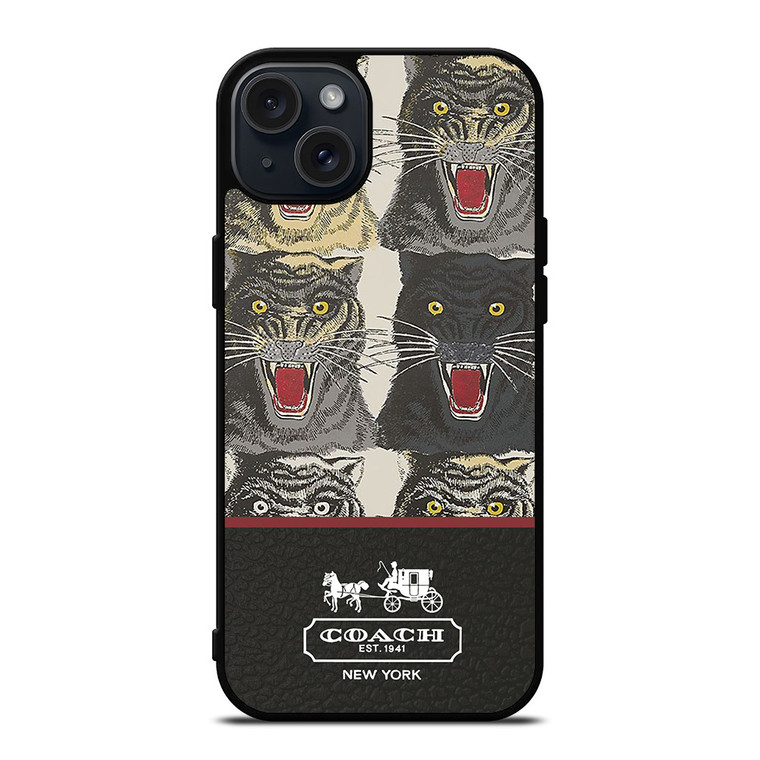 COACH NEW YORK TIGER FACE PATTERN iPhone 15 Plus Case