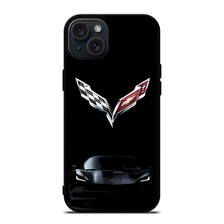 CORVETTE CAR LOGO BLACK iPhone 15 Plus Case
