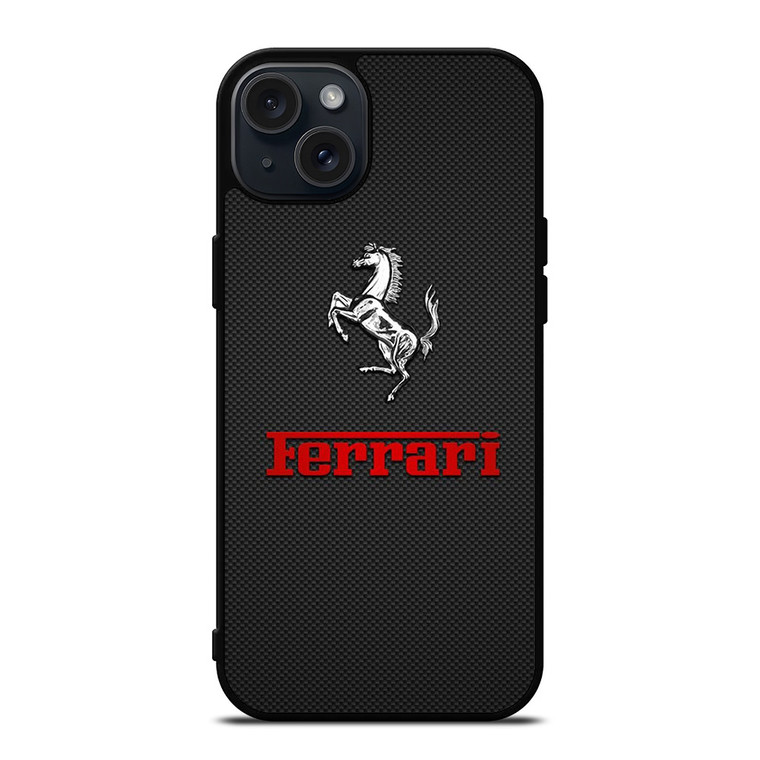 FERRARI LOGO RED CARBON iPhone 15 Plus Case