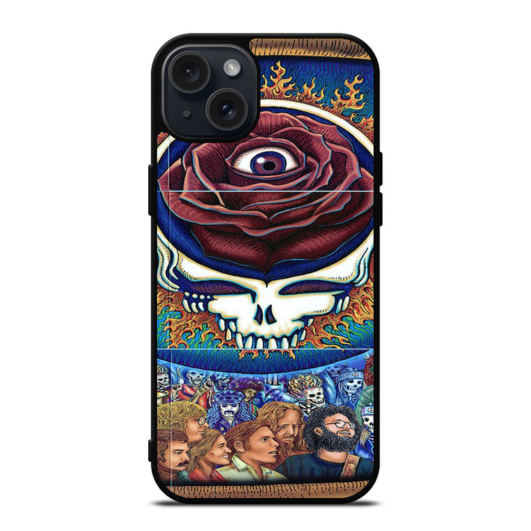 GRATEFUL DEAD SKULL ROSE iPhone 15 Plus Case GRATEFUL DEAD SKULL ROSE iPhone 15 Plus Case