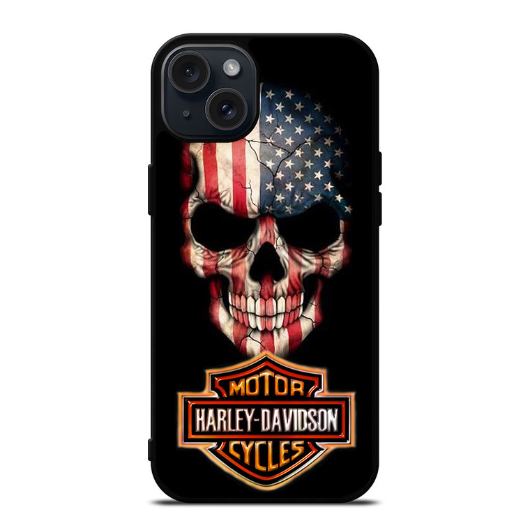 HARLEY DAVIDSON SKULL FLAG iPhone 15 Plus Case