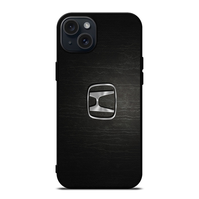 HONDA CHROME LOGO LEATHER iPhone 15 Plus Case HONDA CHROME LOGO LEATHER iPhone 15 Plus Case