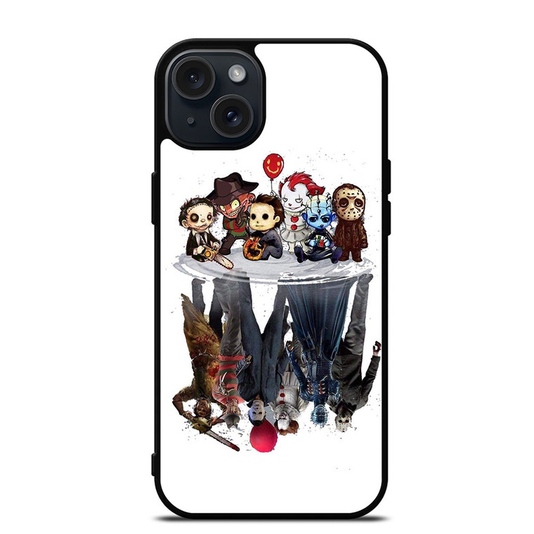 HORROR MOVIES FUNNY CHARACTERS iPhone 15 Plus Case