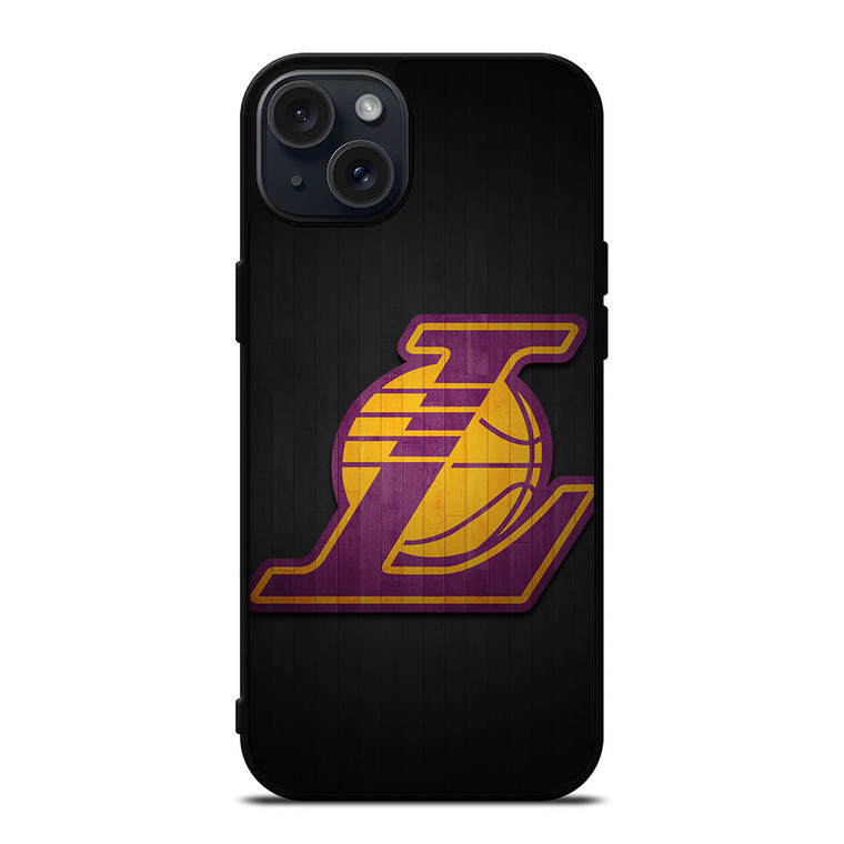 LA LAKERS WOODEN LOGO iPhone 15 Plus Case