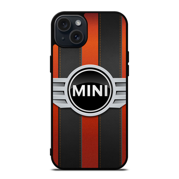 MINI COPER LOGO BLACK RED STRIPES iPhone 15 Plus Case MINI COPER LOGO BLACK RED STRIPES iPhone 15 Plus Case