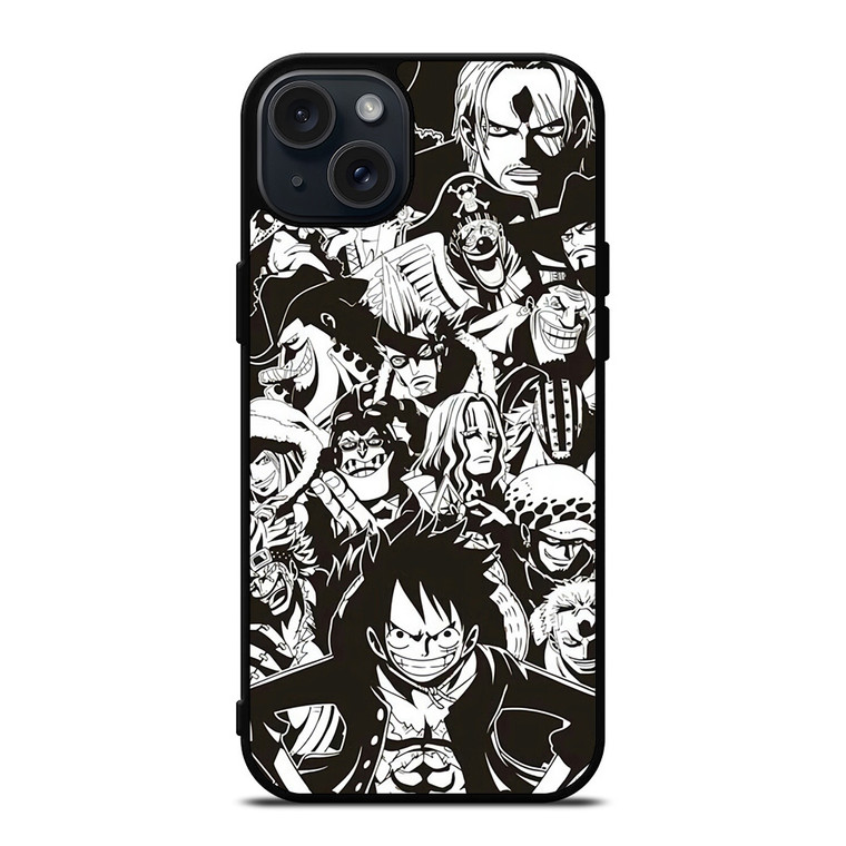 ONE PIECE CHARACTER BLACK WHITE iPhone 15 Plus Case