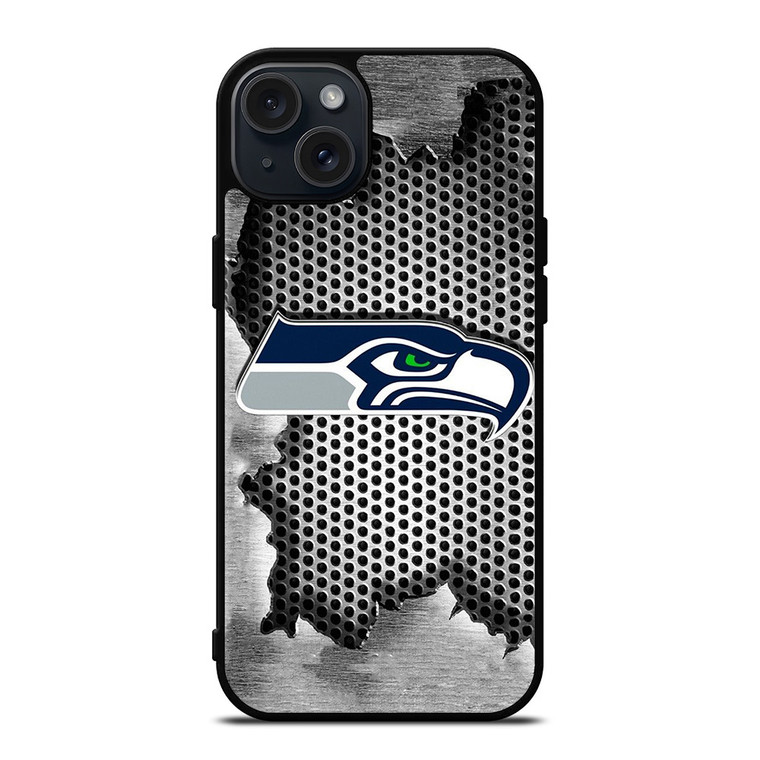 SEATTLE SEAHAWKS METAL LOGO iPhone 15 Plus Case SEATTLE SEAHAWKS METAL LOGO iPhone 15 Plus Case