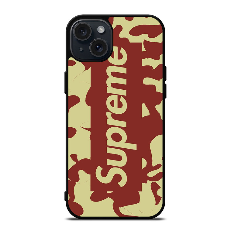 SUPREME RED CREAM LOGO iPhone 15 Plus Case