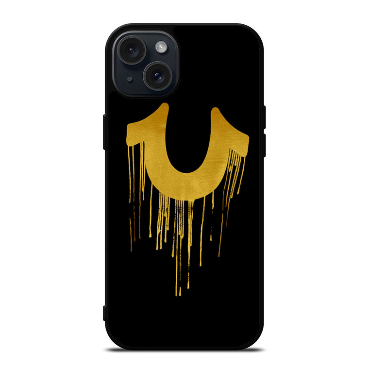 TRUE RELIGION GOLD BLACK LOGO iPhone 15 Plus Case