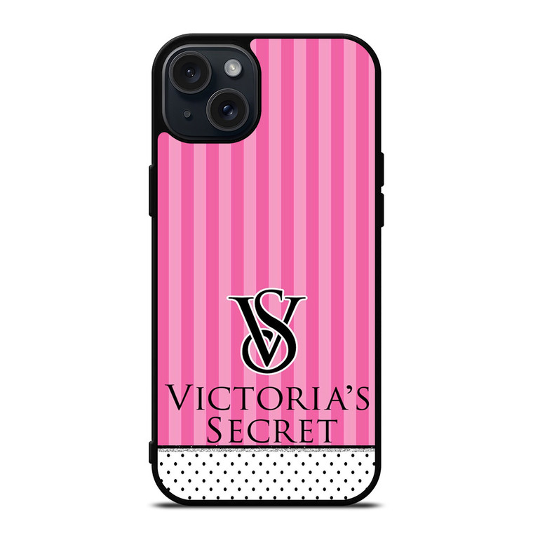 VICTORIA'S SECRET LOGO POLKADOT STRIPE iPhone 15 Plus Case