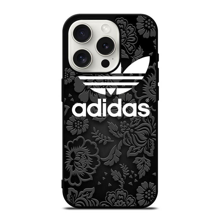 ADIDAS LOGO BLACK FLORAL iPhone 15 Pro Case