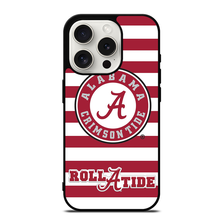 ALABAMA CRIMSON TIDE ROLL A TIDE STRIPE LOGO iPhone 15 Pro Case
