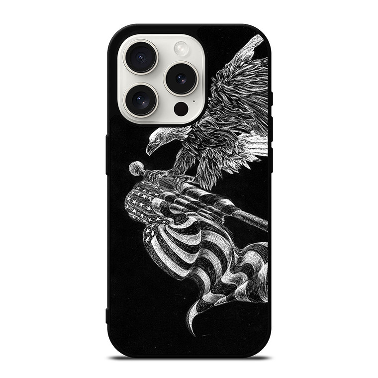 AMERICAN FLAG EAGLE SKETCH iPhone 15 Pro Case