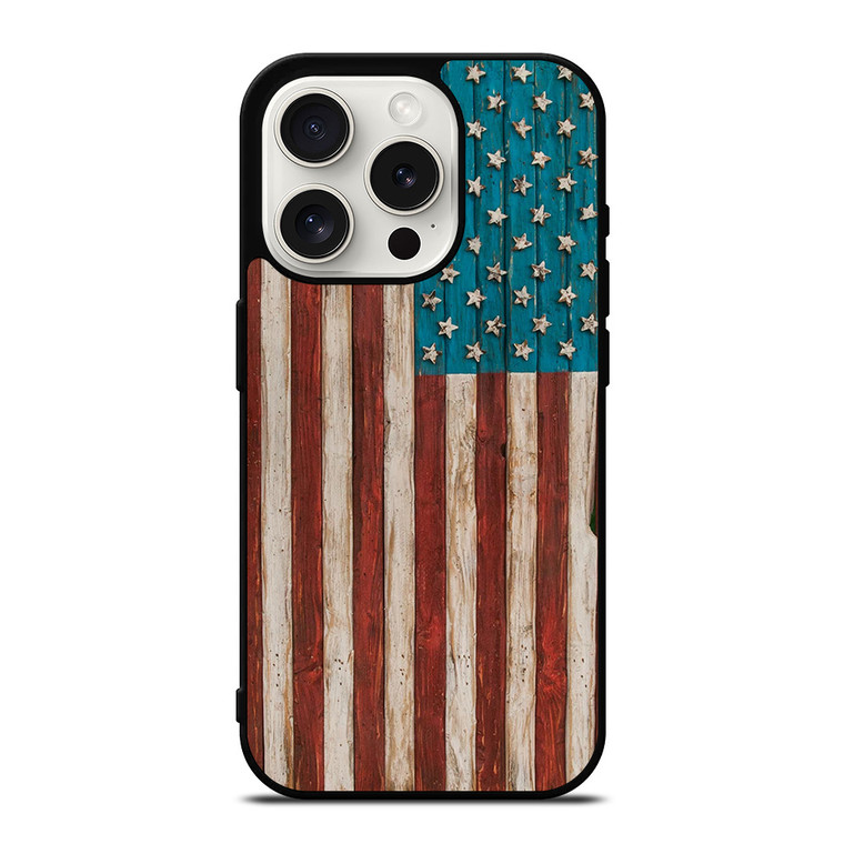 AMERICAN FLAG USA WOOD 2 iPhone 15 Pro Case
