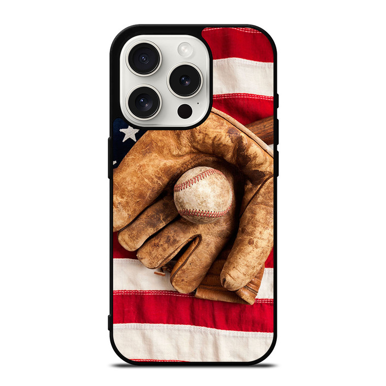 BASEBALL GLOVE AMERICAN FLAG iPhone 15 Pro Case BASEBALL GLOVE AMERICAN FLAG iPhone 15 Pro Case