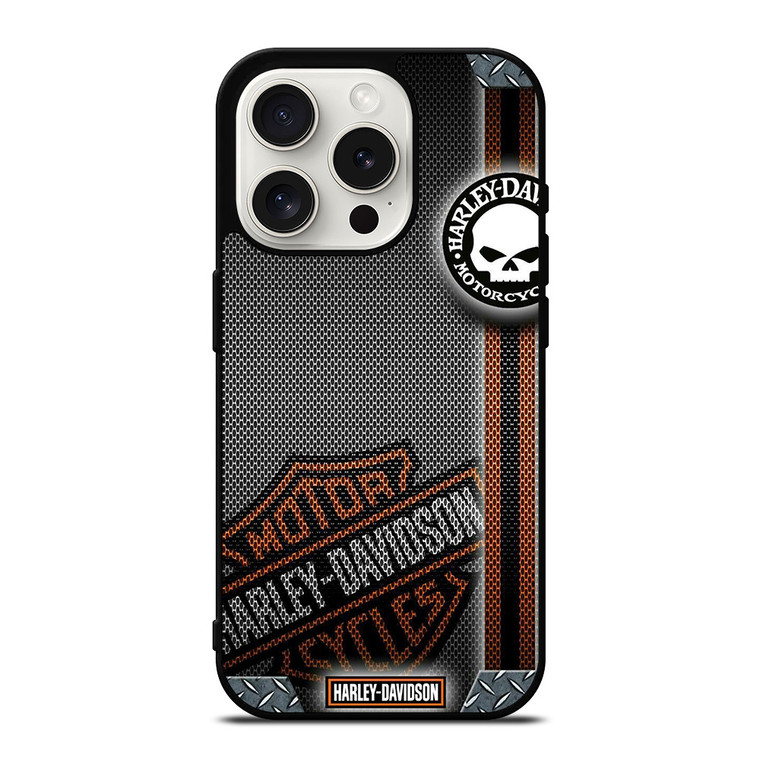 HARLEY DAVIDSON LOGO METAL TEXTURE iPhone 15 Pro Case