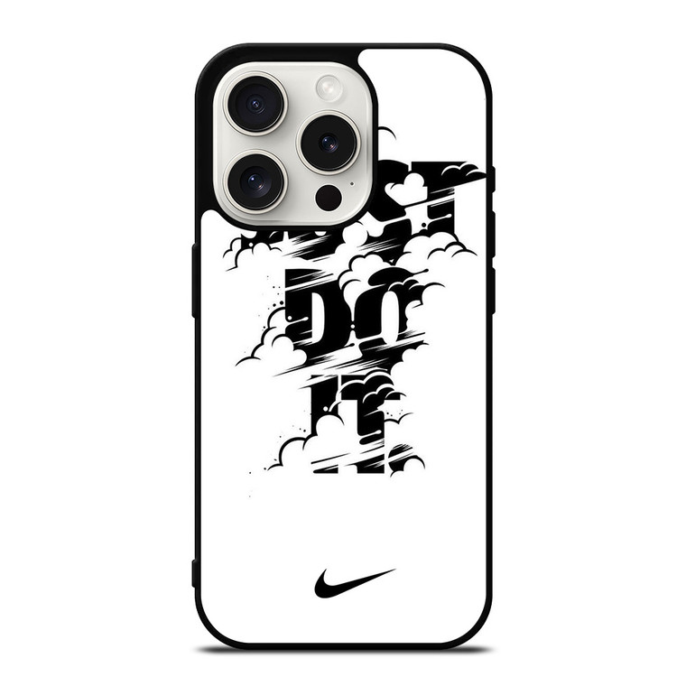 NIKE LOGO JUST DO IT GLITCH BLACK iPhone 15 Pro Case