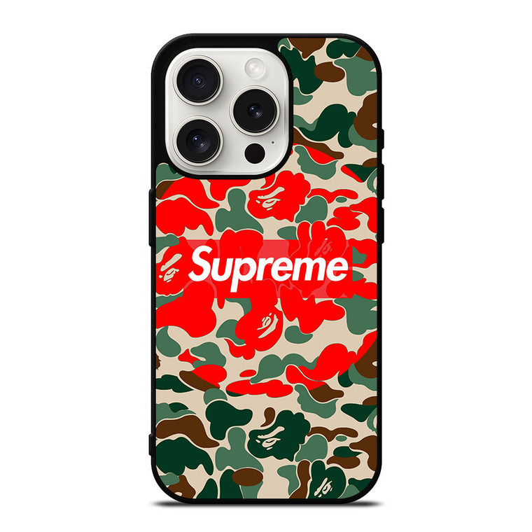 SUPREME BAPE CAMO iPhone 15 Pro Case