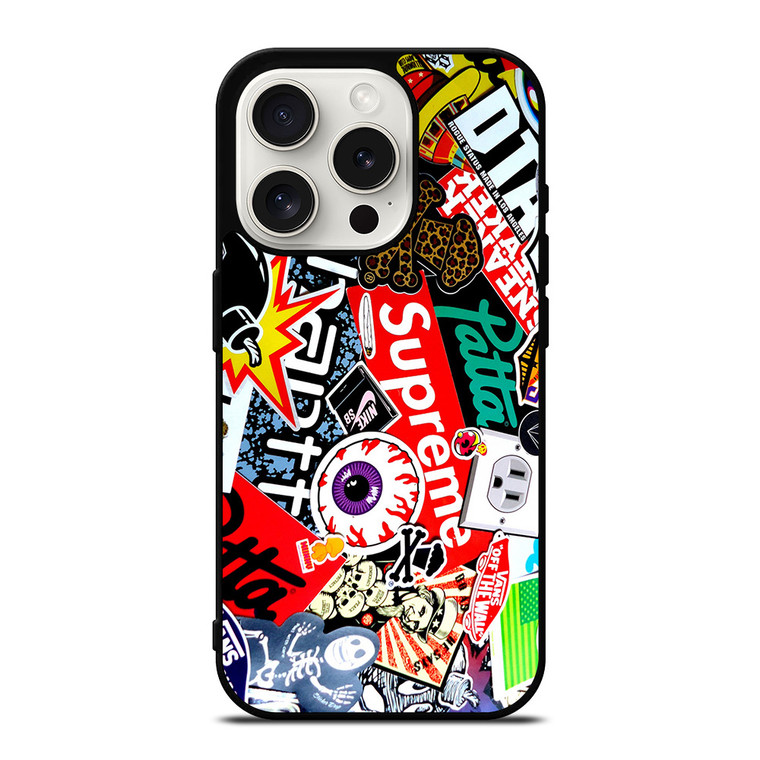 SUPREME STICKER AND OTHER BRAND iPhone 15 Pro Case SUPREME STICKER AND OTHER BRAND iPhone 15 Pro Case