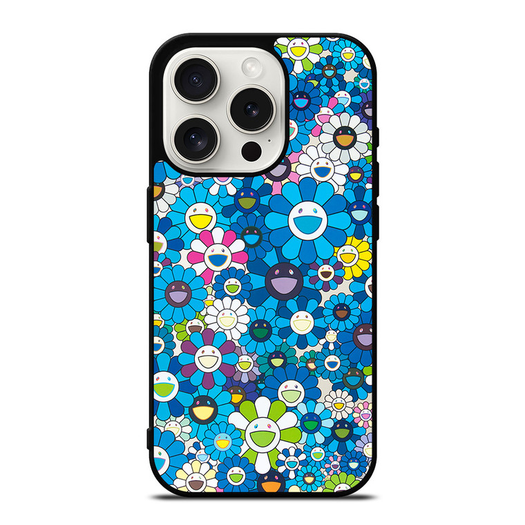 TAKASHI MURAKAMI BLUE FLOWERS iPhone 15 Pro Case
