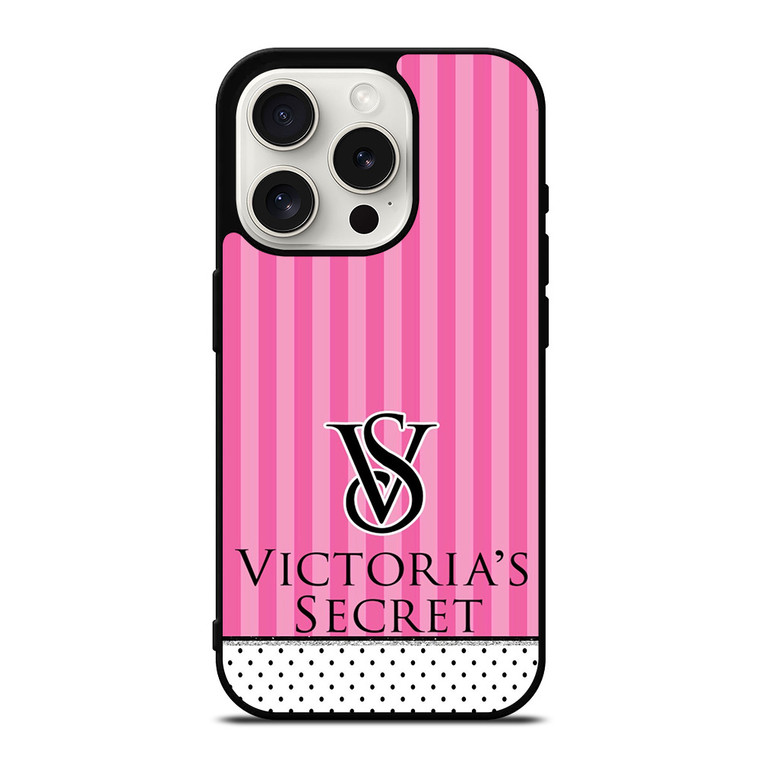 VICTORIA'S SECRET LOGO POLKADOT STRIPE iPhone 15 Pro Case