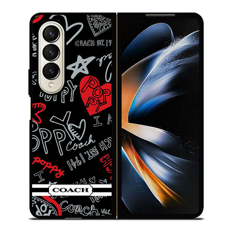 COACH NEW YORK POPPY BLACK Samsung Galaxy Z Fold 4 Case Cover