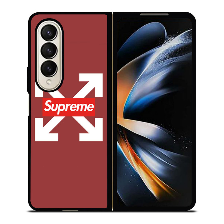 OFF WHITE LOGO X SUPREME RED Samsung Galaxy Z Fold 4 Case Cover