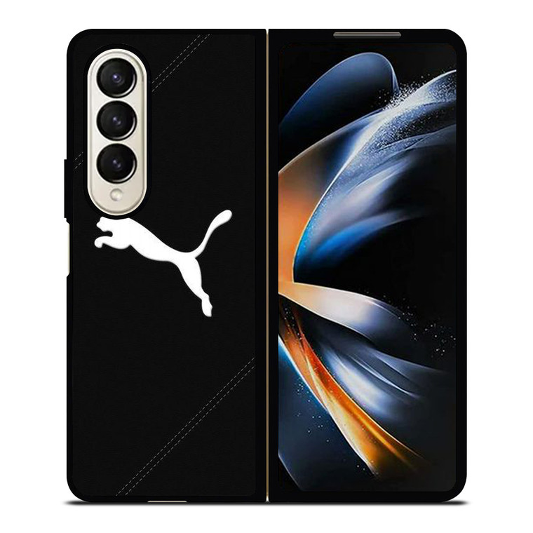 PUMA LOGO BLACK LEATHER Samsung Galaxy Z Fold 4 Case Cover PUMA LOGO BLACK LEATHER Samsung Galaxy Z Fold 4 Case Cover