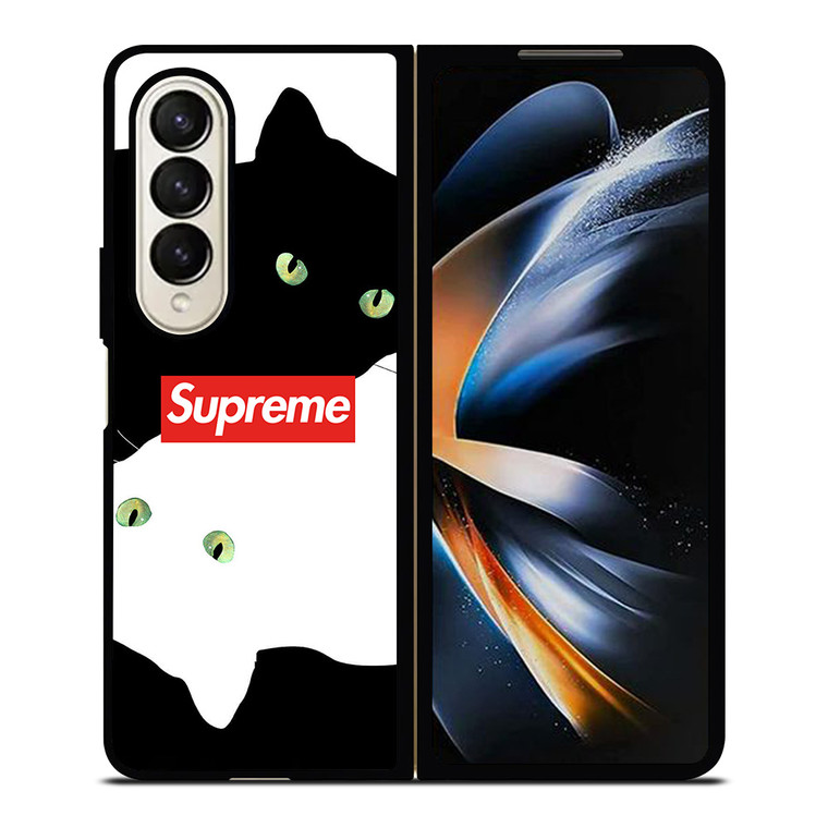 SUPREME BLACK WHITE CAT Samsung Galaxy Z Fold 4 Case Cover SUPREME BLACK WHITE CAT Samsung Galaxy Z Fold 4 Case Cover