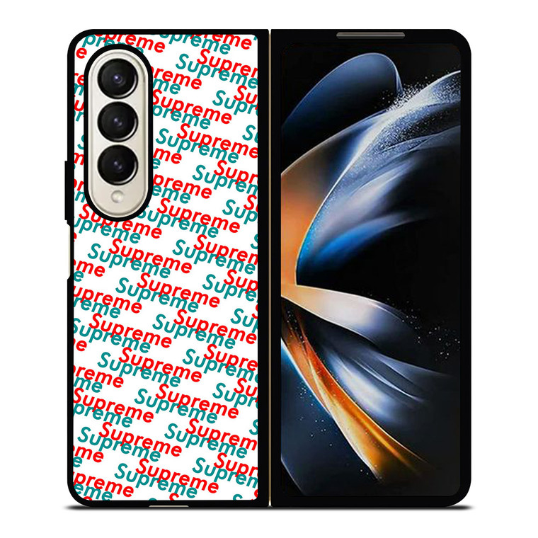 SUPREME RED BLUE PATTERN Samsung Galaxy Z Fold 4 Case Cover
