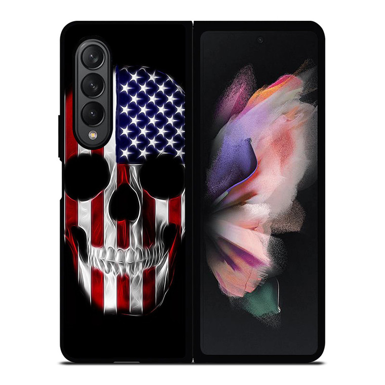 AMERICAN FLAG SKULL METAL Samsung Galaxy Z Fold 3 Case Cover