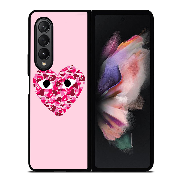 COMME DES GARCONS BAPE LOGO PINK Samsung Galaxy Z Fold 3 Case Cover COMME DES GARCONS BAPE LOGO PINK Samsung Galaxy Z Fold 3 Case Cover