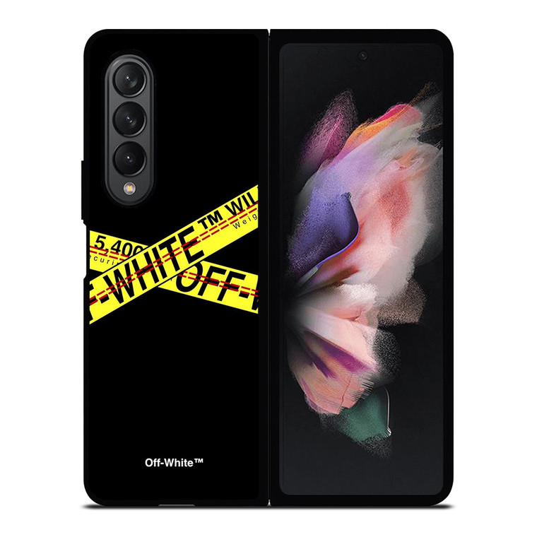 OFF WHITE LOGO POLICE LINE Samsung Galaxy Z Fold 3 Case Cover