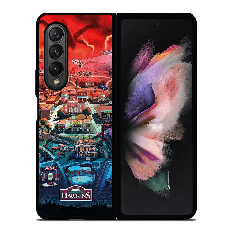 STRANGER THINGS WELCOME TO HAWKINS CARTOON Samsung Galaxy Z Fold 3 Case Cover STRANGER THINGS WELCOME TO HAWKINS CARTOON Samsung Galaxy Z Fold 3 Case Cover