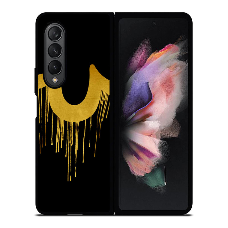 TRUE RELIGION GOLD BLACK LOGO Samsung Galaxy Z Fold 3 Case Cover