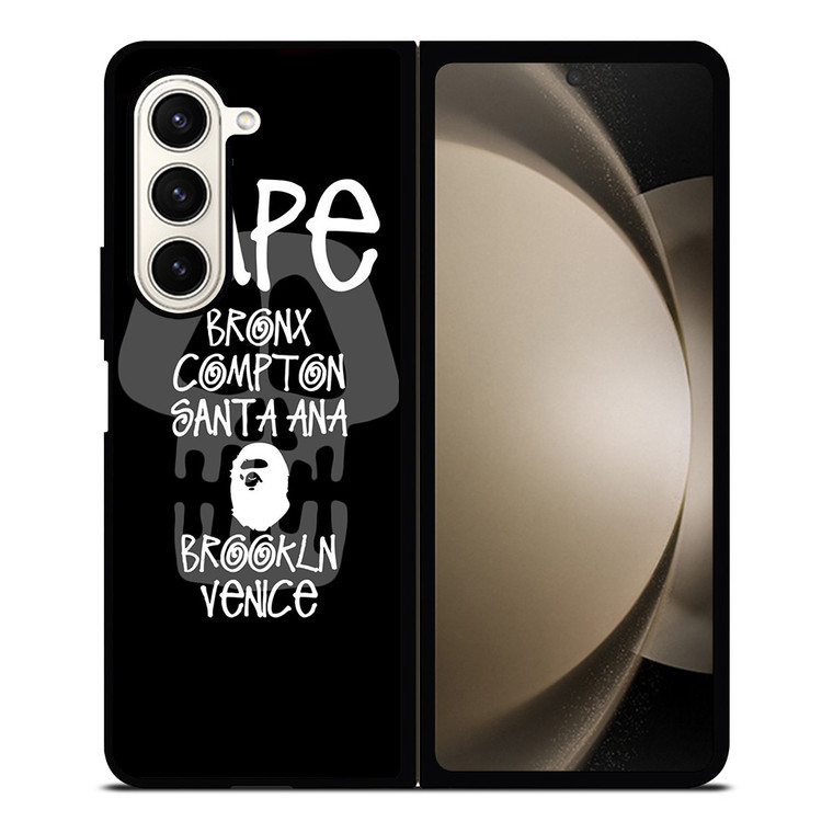 BAPE BLACK SKULL STUSSY Samsung Galaxy Z Fold 5 Case Cover