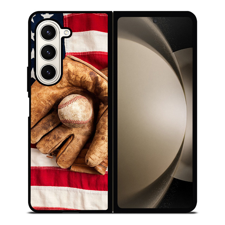 BASEBALL GLOVE AMERICAN FLAG Samsung Galaxy Z Fold 5 Case Cover