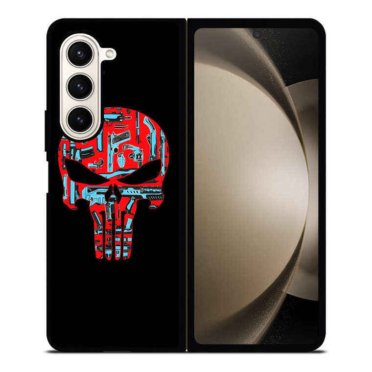 THE PUNISHER SKULL RED BLUE ARTWORK Samsung Galaxy Z Fold 5 Case Cover