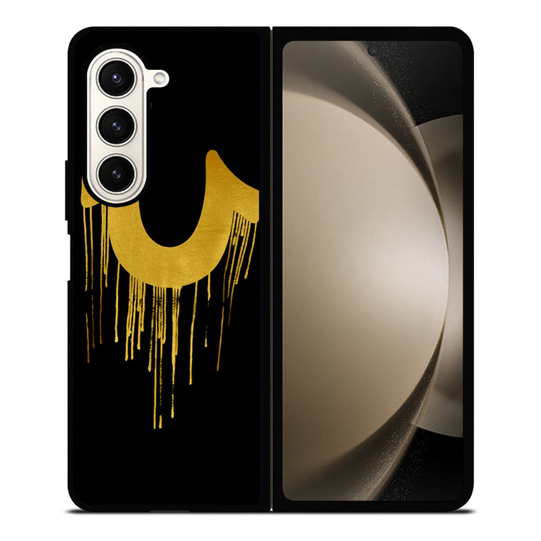 TRUE RELIGION GOLD BLACK LOGO Samsung Galaxy Z Fold 5 Case Cover