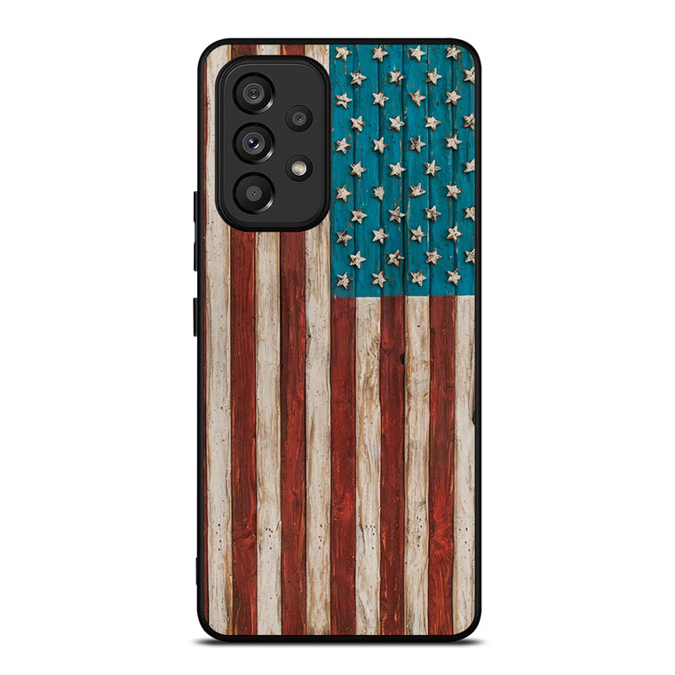 AMERICAN FLAG USA WOOD 2 Samsung Galaxy A53 Case
