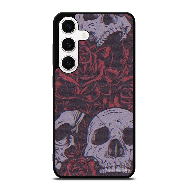 BLACK SKULLS AND ROSES Samsung Galaxy S24 Case