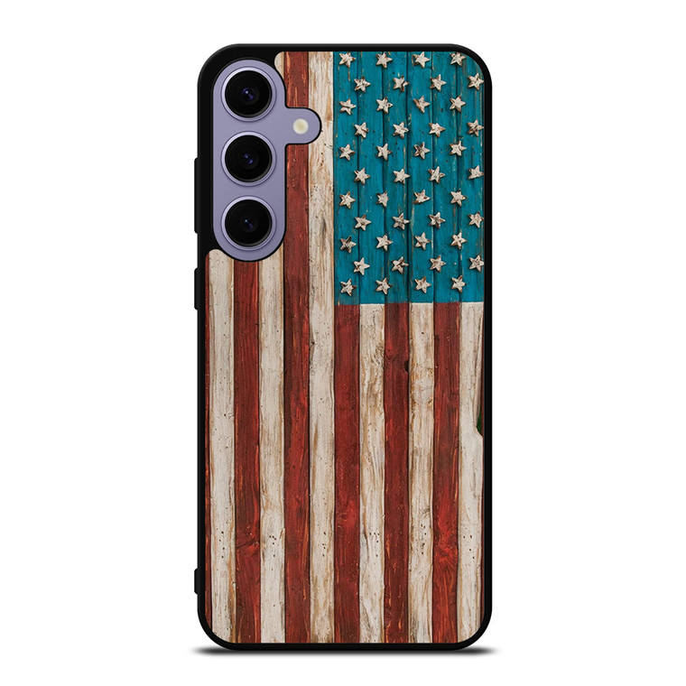 AMERICAN FLAG USA WOOD 2 Samsung Galaxy S24 Plus Case