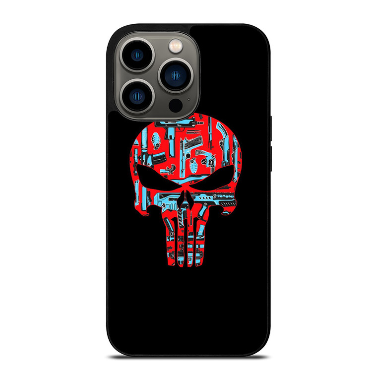 THE PUNISHER SKULL RED BLUE ARTWORK iPhone 13 Pro Case
