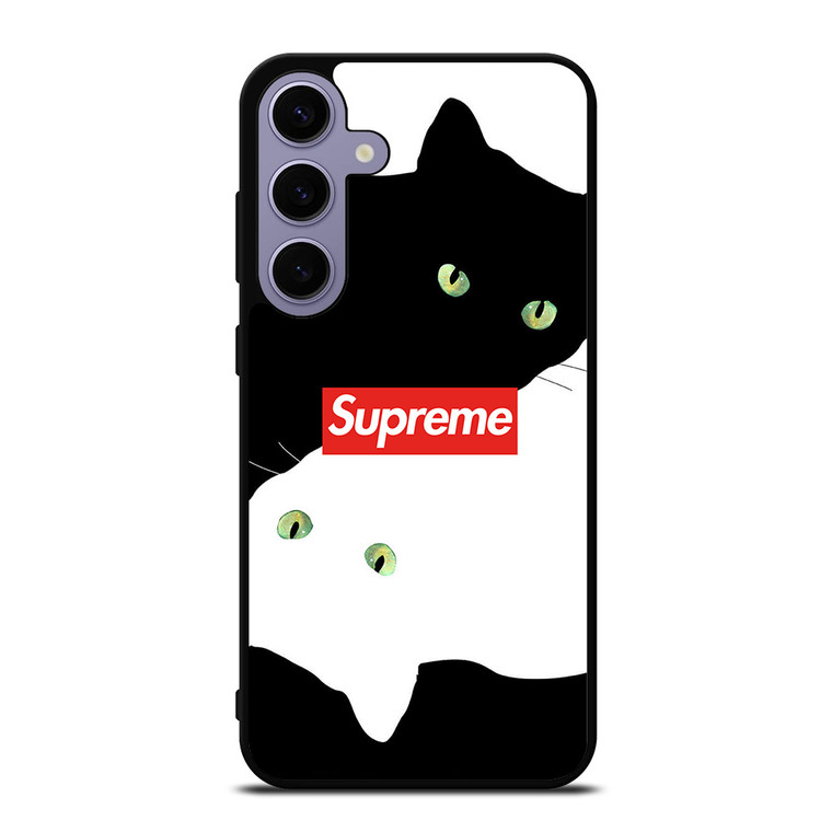 SUPREME BLACK WHITE CAT Samsung Galaxy S24 Plus Case